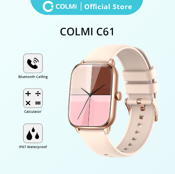 COLMI C61 Smartwatch 1.9 inch Full Screen Calling Fashion Strap 100+ Sport Models Smart Watch For Men Women