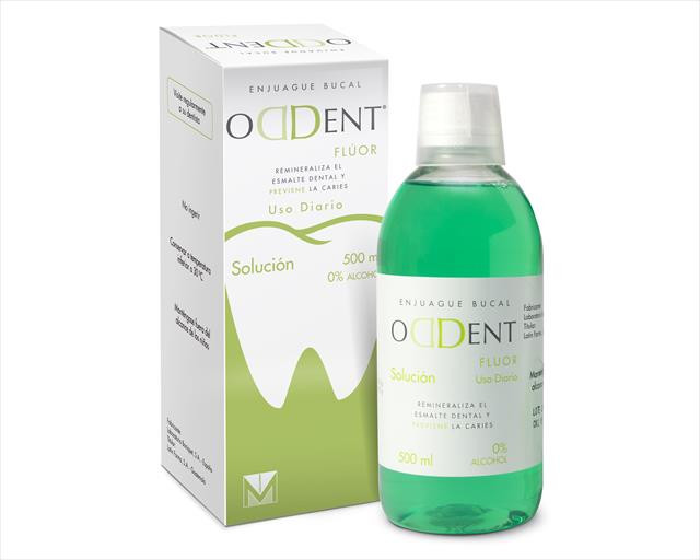 ENJUAGUE BUCAL ODDENT FLUOR USO DIARIO ETIQUETA VERDE CLARO X 500ML