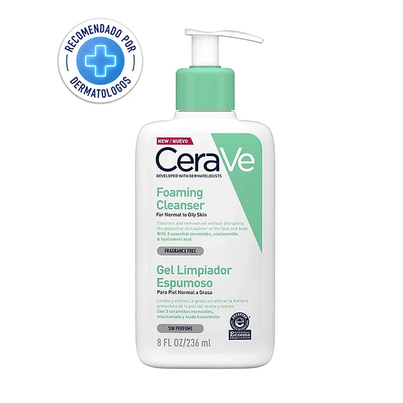 CERAVE GEL LIMPIADOR ESPUMOSO PIEL GRASA/ACNE X 236ML