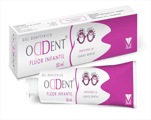 GEL DENTRIFICO ODDENT FLUOR INFANTIL ETIQUETA MORADA X 50ML