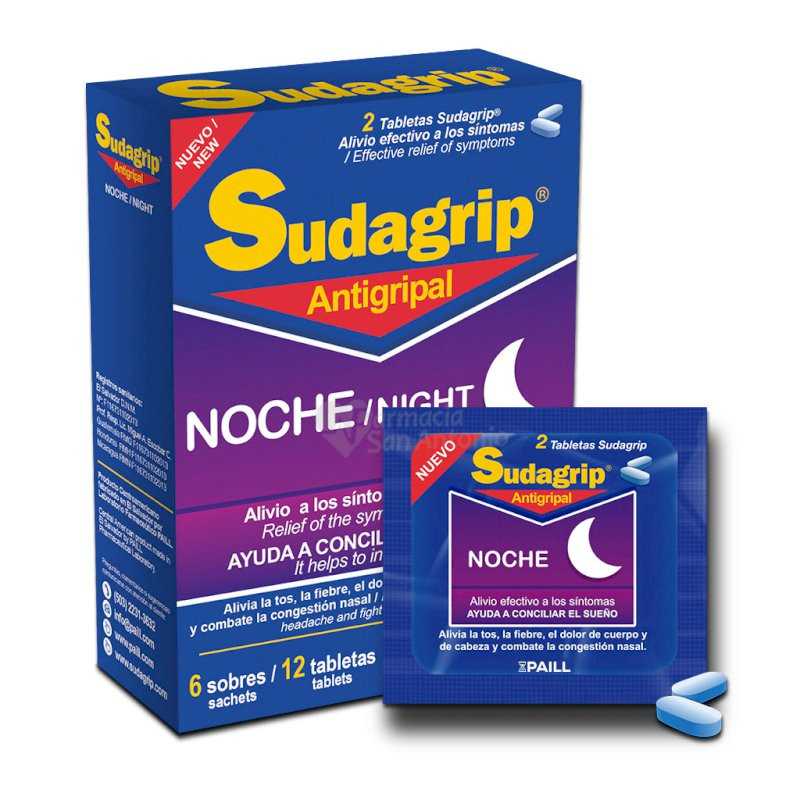 SUDAGRIP NOCHE X 12 TABLETAS (6 SOBRES)