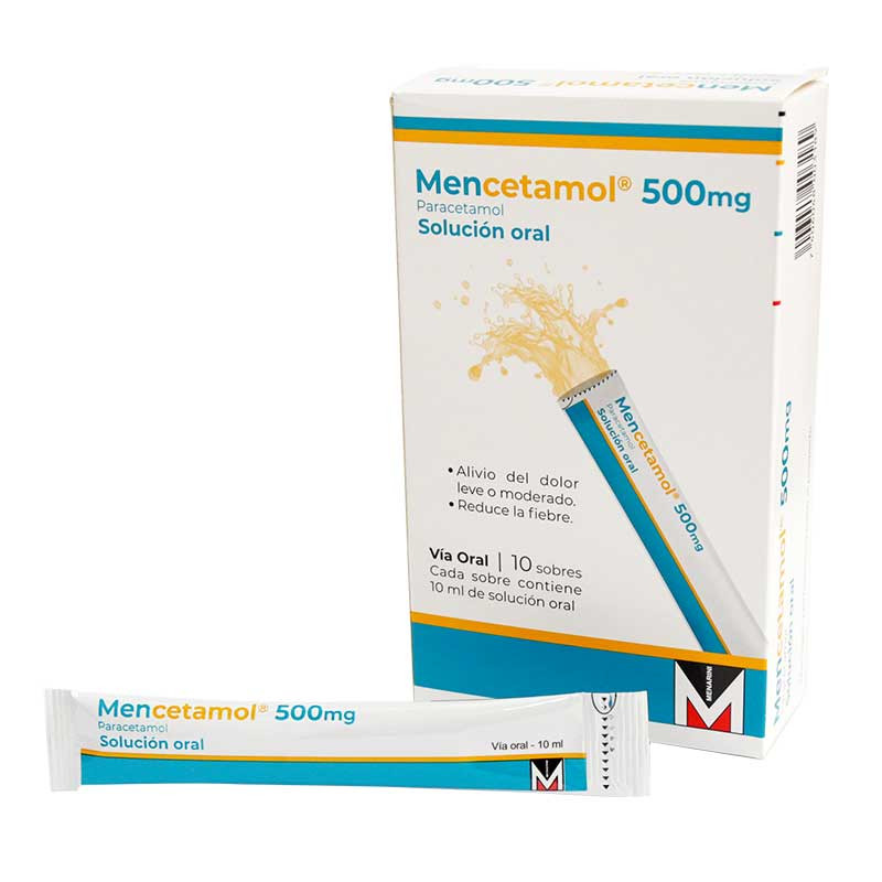 MENCETAMOL SOL ORAL 500MG SOBRE 10ML X 1 (CV)