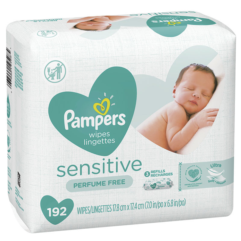 PAMPERS WIPES SENSITIVE X 192 (3PACK) REFILL (GTA)