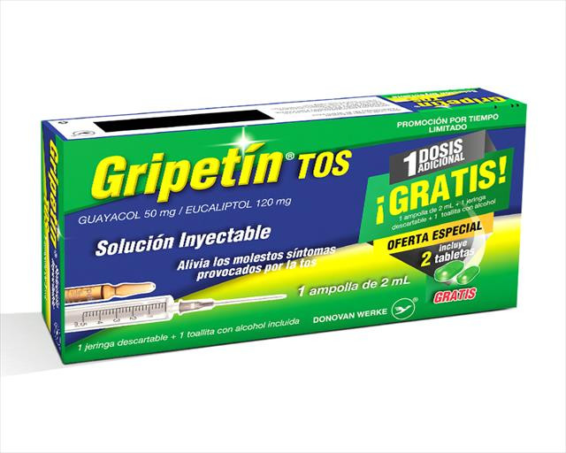 GRIPETIN GRIPE Y TOS 2ML X 1 INY + 2 TAB + 1 DOSIS ADICIONAL