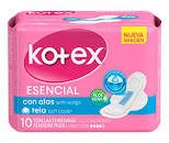 KOTEX ESENCIAL TELA BOLSA C/ALAS X 10