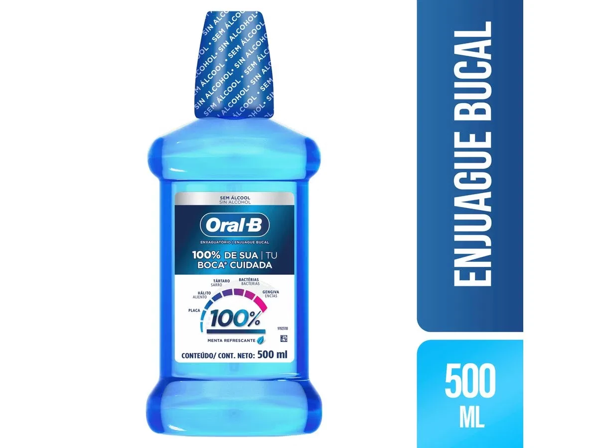 ENJUAGUE BUCAL ORAL B 100% 500ML