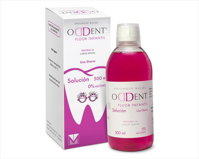 ENJUAGUE BUCAL ODDENT FLUOR INFANTIL ETIQUETA  MORADA X 500ML